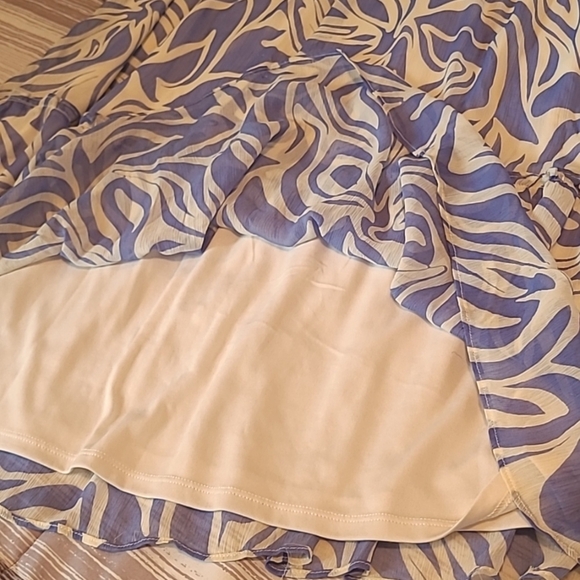 1. State 2pc Halter Tie Back Top & Ruffle Tiered Skirt Blue White Floral Wmns L - Picture 13 of 15